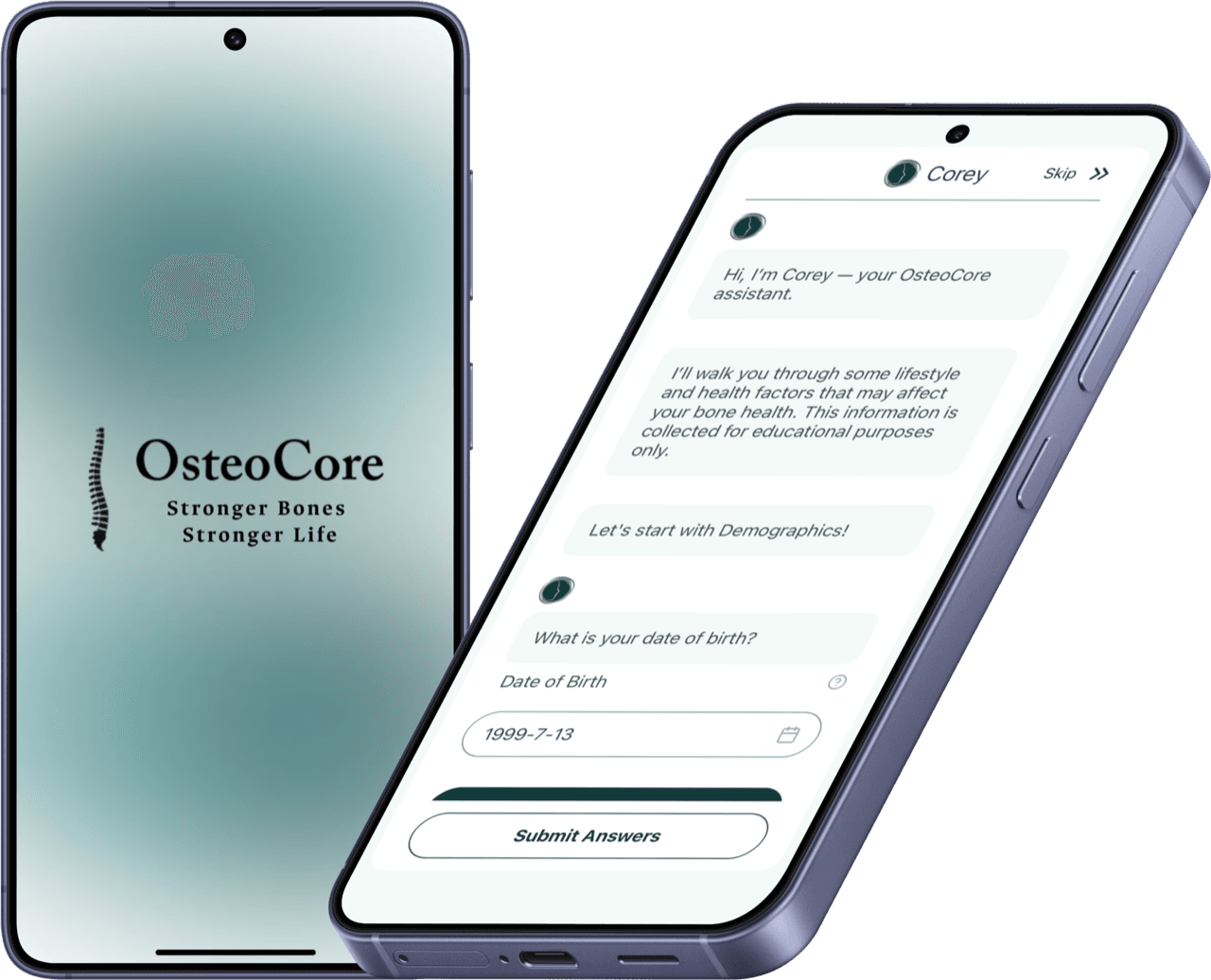 OsteoCore app on Android phones